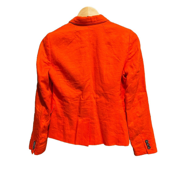 J.Crew Red Button Closure 100% Linen Schoolboy Women's Blazer Jacket Size 0 - Picture 2 of 5
